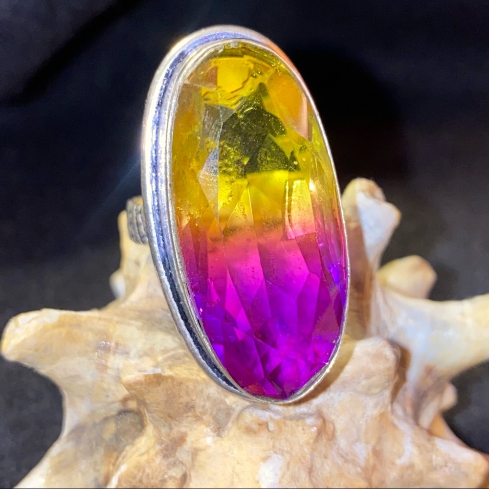 Tourmaline bi-color vintage statement ring